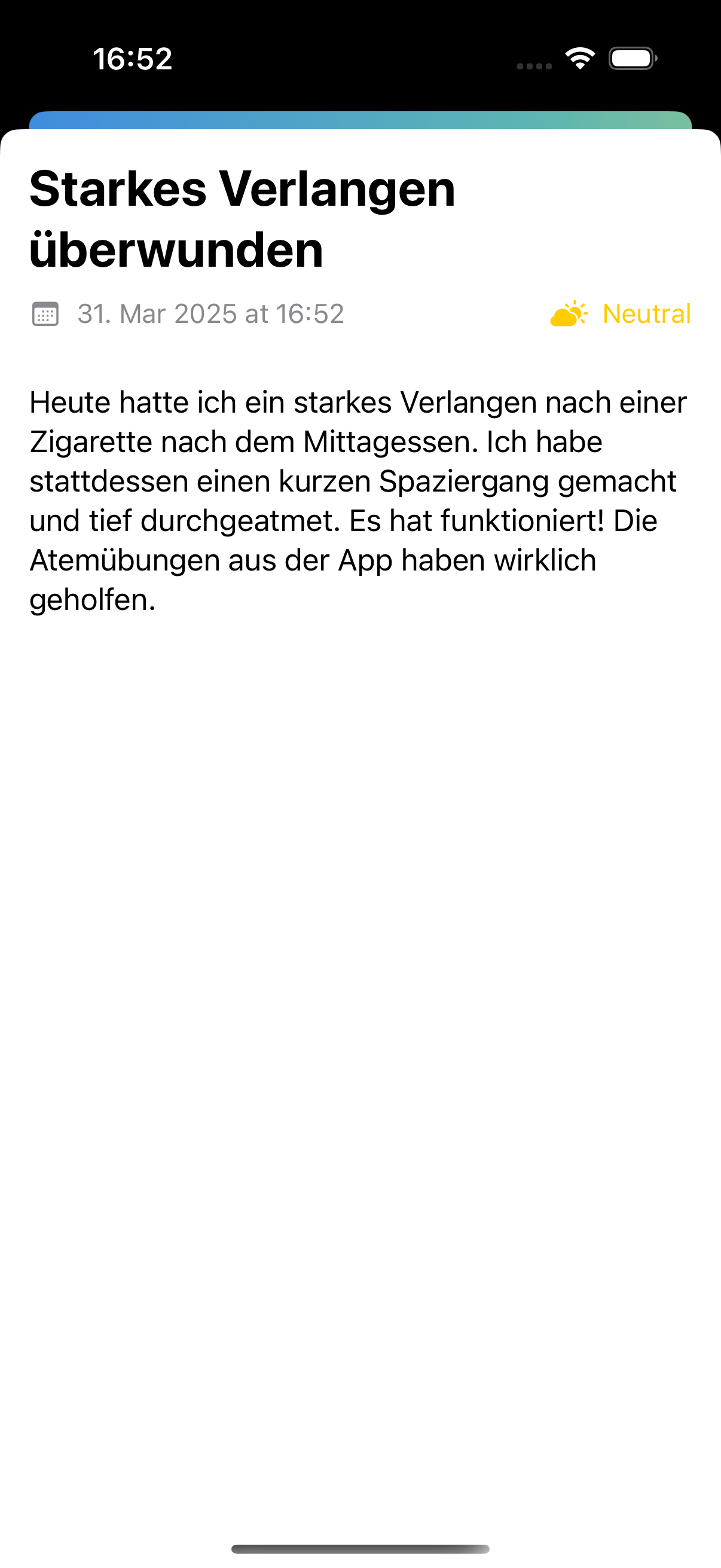 QuitPath App Journal Eintrag